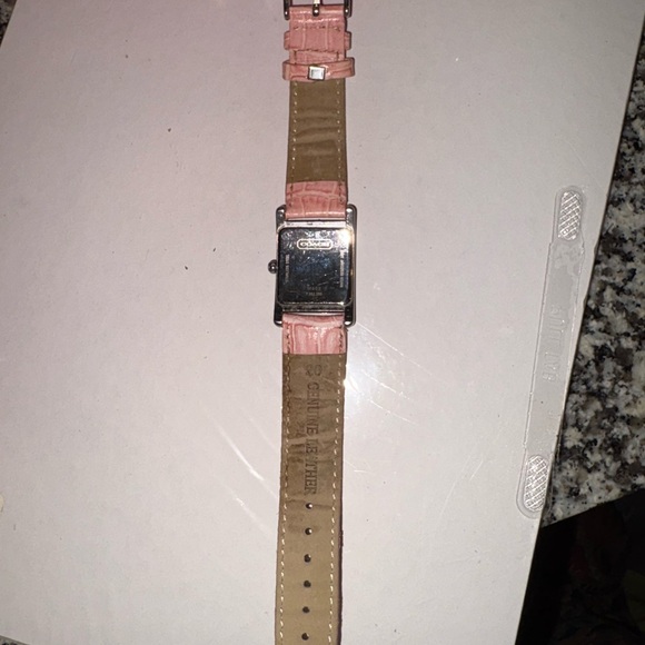 Coach Pink Leather Strap Watch